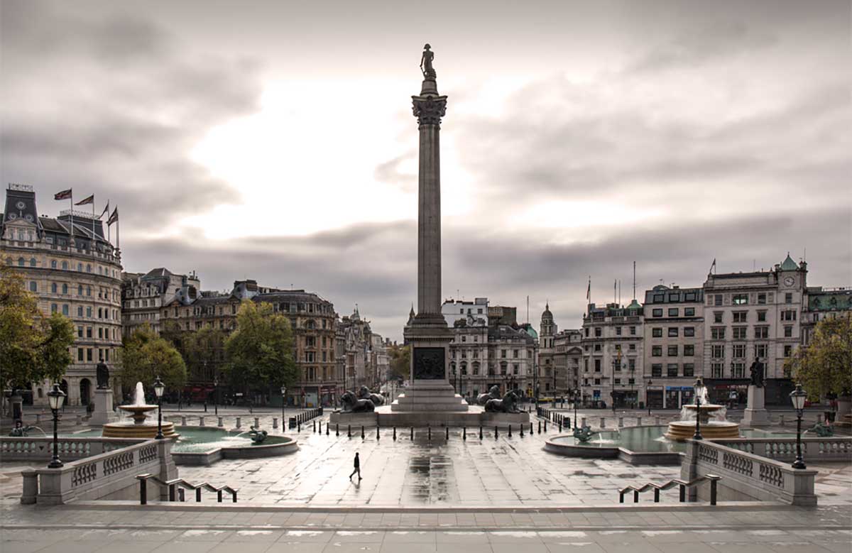 Exposición Ciudades vacías - Trafalgar Square, Londres